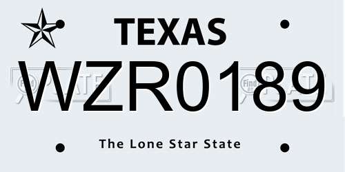 WZR0189 Texas License Plate