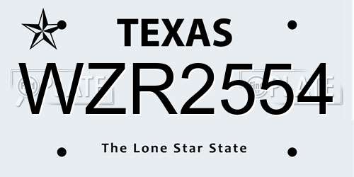 WZR2554 Texas License Plate