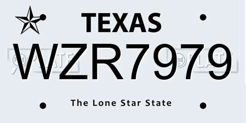 WZR7979 Texas License Plate