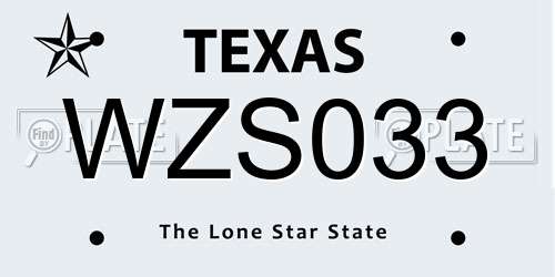 WZS033 Texas License Plate