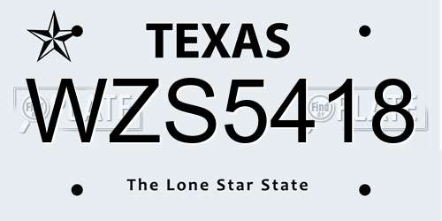 WZS5418 Texas License Plate