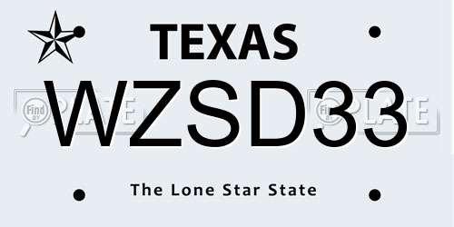 WZSD33 Texas License Plate