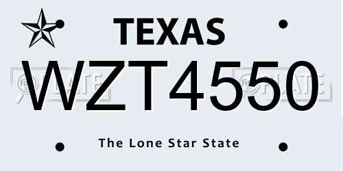 WZT4550 Texas License Plate