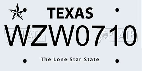WZW0710 Texas License Plate