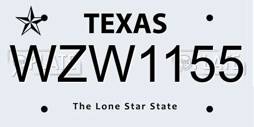 WZW1155 Texas License Plate