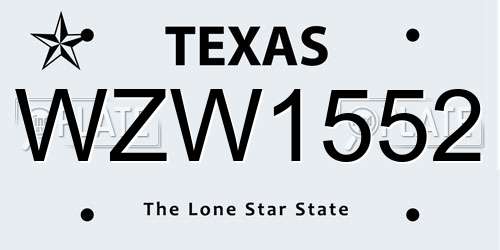 WZW1552 Texas License Plate