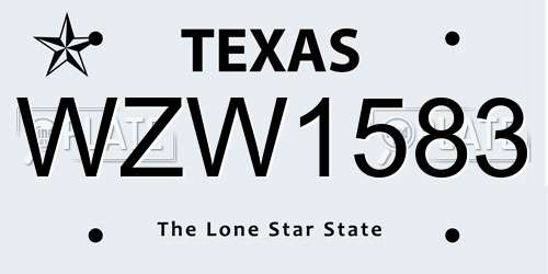 WZW1583 Texas License Plate