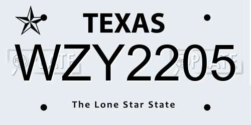 WZY2205 Texas License Plate