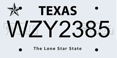 WZY2385 Texas License Plate