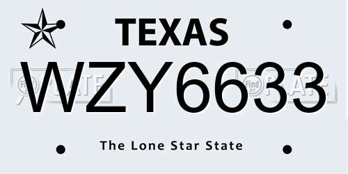 WZY6633 Texas License Plate