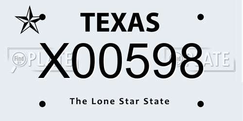 X00598 Texas License Plate