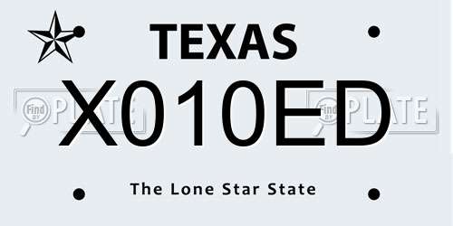 X010ED Texas License Plate