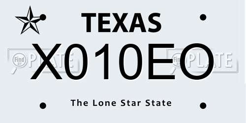 X010EO Texas License Plate