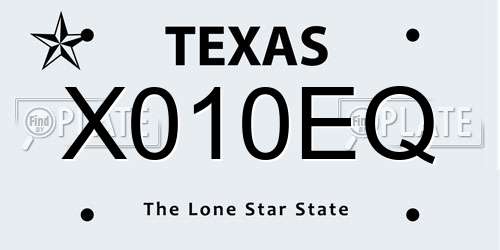 X010EQ Texas License Plate