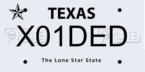 X01DED Texas License Plate