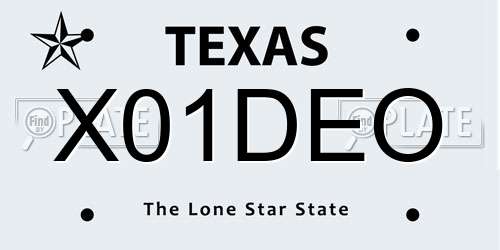 X01DEO Texas License Plate