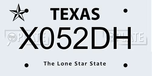 X052DH Texas License Plate