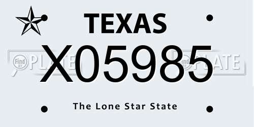 X05985 Texas License Plate