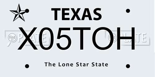 X05TOH Texas License Plate
