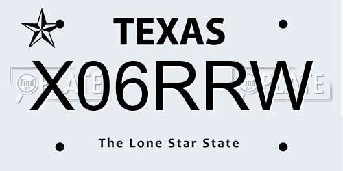 X06RRW Texas License Plate