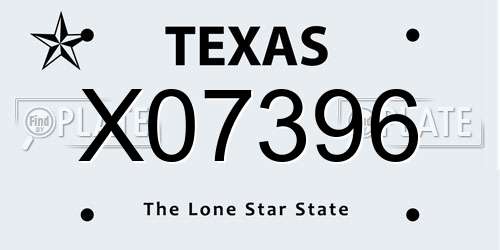 X07396 Texas License Plate