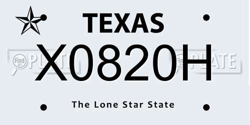X0820H Texas License Plate