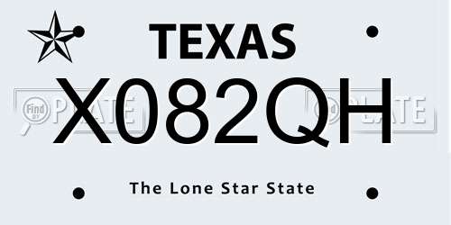 X082QH Texas License Plate