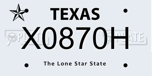 X0870H Texas License Plate