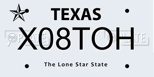 X08TOH Texas License Plate