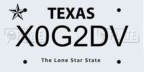 X0G2DV Texas License Plate