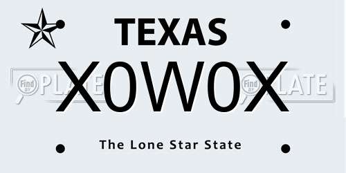 X0W0X Texas License Plate