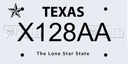 X128AA Texas License Plate