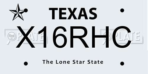 X16RHC Texas License Plate