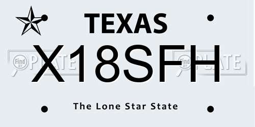 X18SFH Texas License Plate
