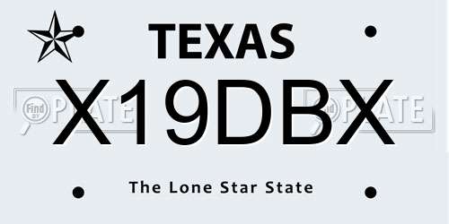 X19DBX Texas License Plate