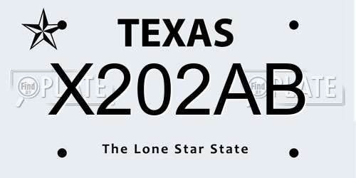 X202AB Texas License Plate