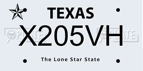 X205VH Texas License Plate