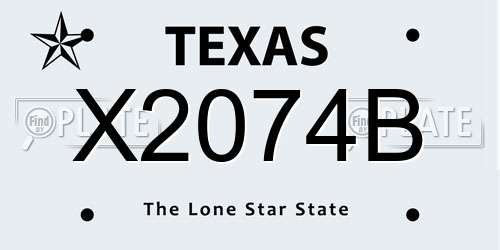 X2074B Texas License Plate