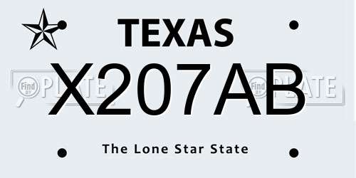 X207AB Texas License Plate