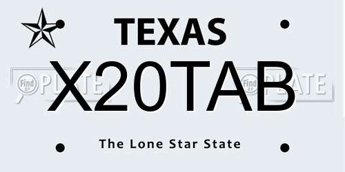 X20TAB Texas License Plate