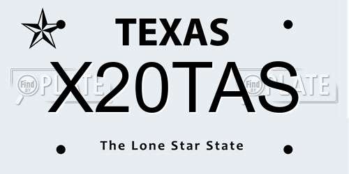 X20TAS Texas License Plate