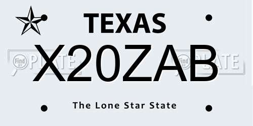 X20ZAB Texas License Plate