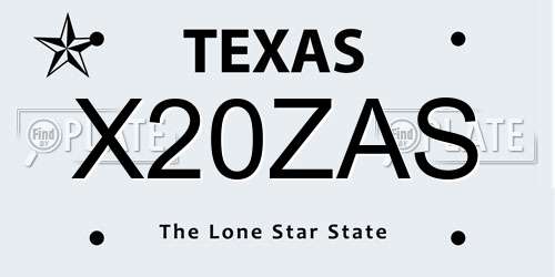 X20ZAS Texas License Plate