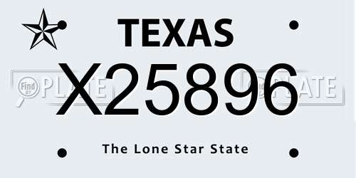 X25896 Texas License Plate