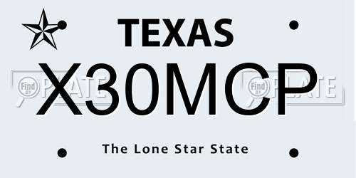 X30MCP Texas License Plate