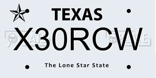 X30RCW Texas License Plate