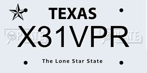 X31VPR Texas License Plate