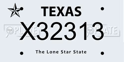 X32313 Texas License Plate