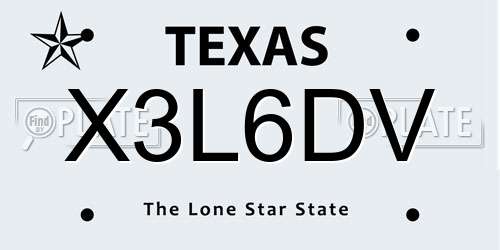 X3L6DV Texas License Plate