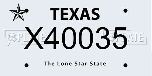 X40035 Texas License Plate